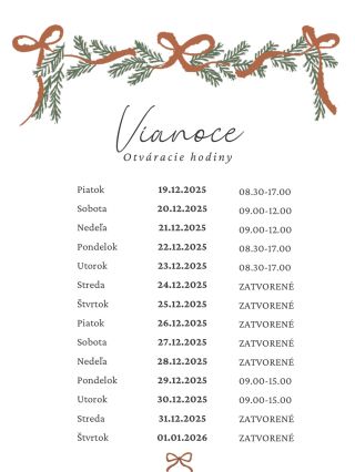🎄 Vianočné otváracie hodiny 🎄 Ak sa k nám ešte chystáte, budeme sa na vás veľmi tešiť 🤍 Zaparkujete pohodlne hneď pred...